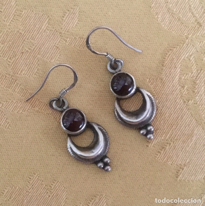 Joyeria: PENDIENTES DE PLATA DE LEY CONTRASTADA Y GRANATE , HECHOS A MANO - Foto 1