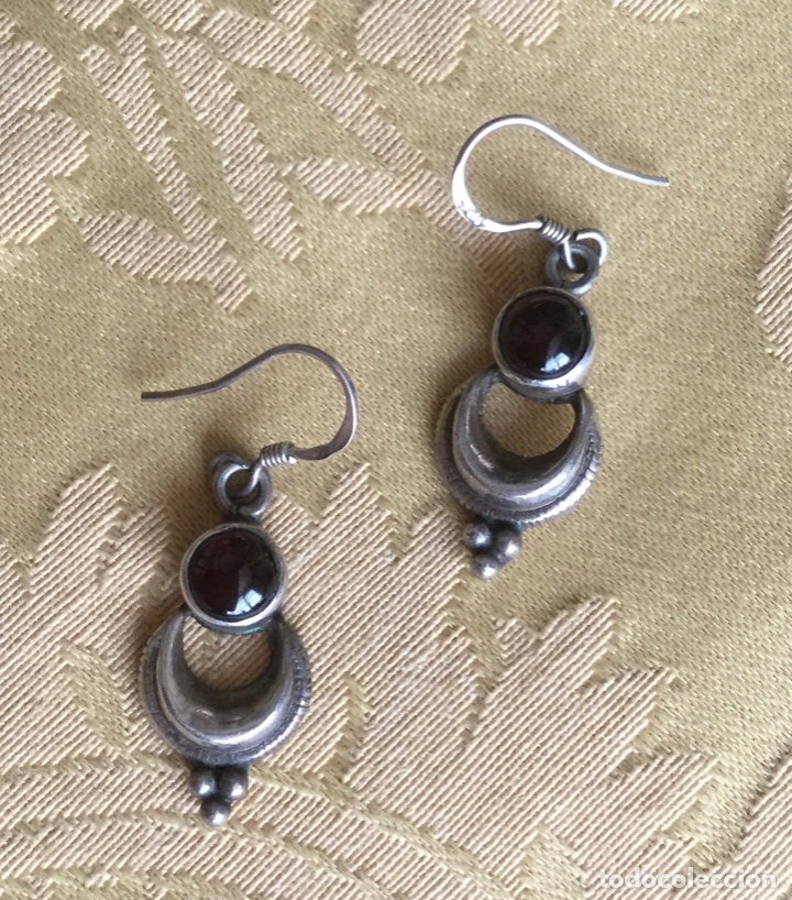 Joyeria: PENDIENTES DE PLATA DE LEY CONTRASTADA Y GRANATE , HECHOS A MANO - Foto 2