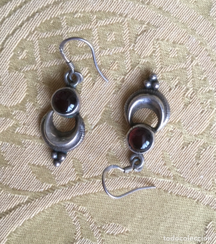 Joyeria: PENDIENTES DE PLATA DE LEY CONTRASTADA Y GRANATE , HECHOS A MANO - Foto 3