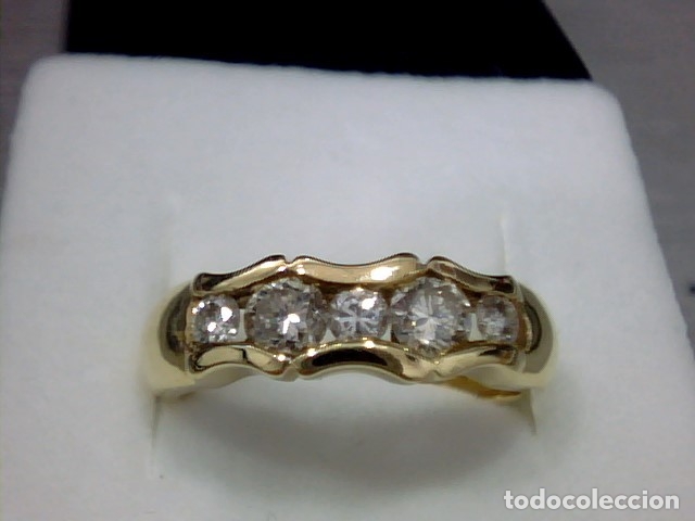 Joyeria: anillo oro 18 kl y cinco diamantes - Foto 3