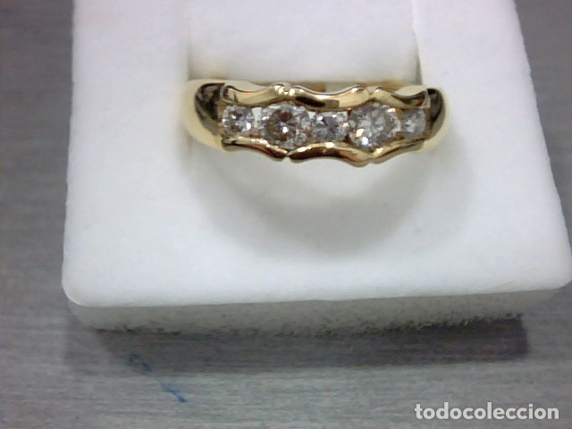 Joyeria: anillo oro 18 kl y cinco diamantes - Foto 4