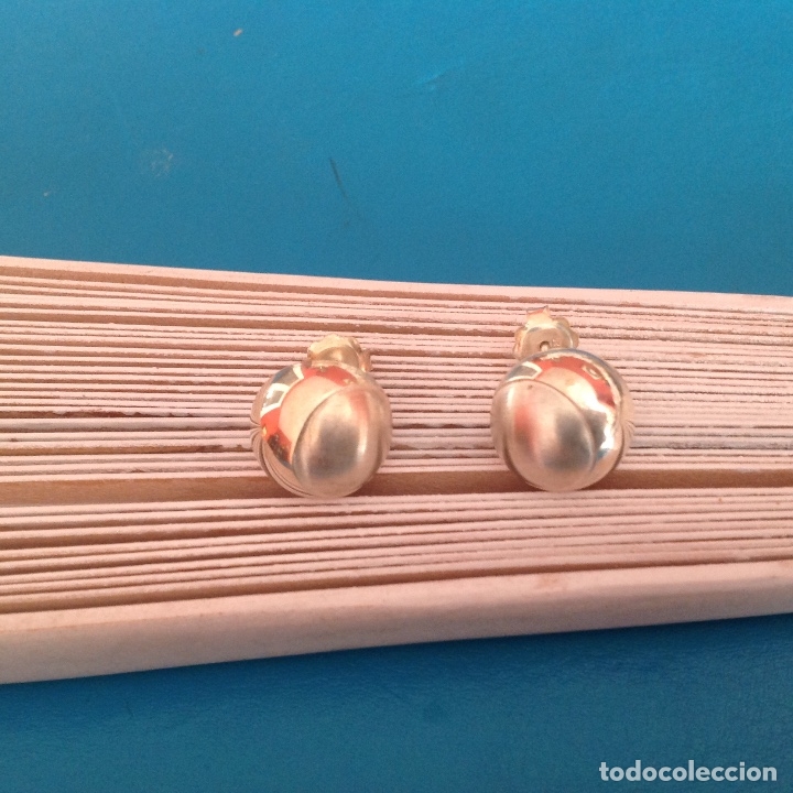 Joyeria: Pendientes plata de ley. Bola. Matizado.Vintage. Complementos de moda. - Foto 4