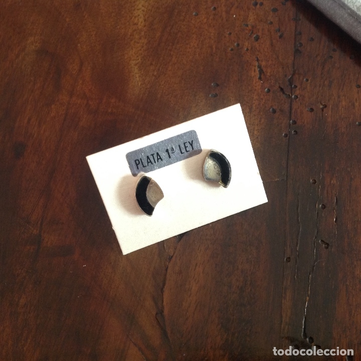 Joyeria: Pendientes de plata y esmalte negro. Complementos de moda. - Foto 3