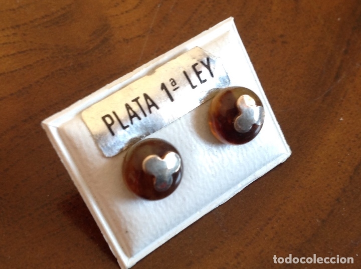 Joyeria: Pendientes de plata y concha. Cierre de presi&oacute;n . Peque&ntilde;os. - Foto 1