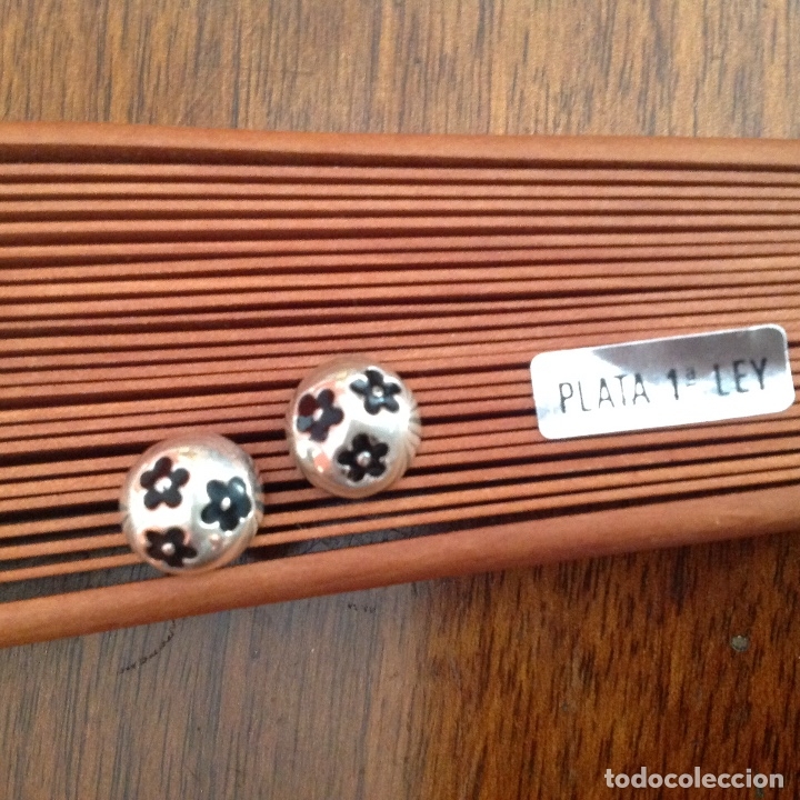 Joyeria: Pendientes de plata de ley. Esmalte. Vintage. - Foto 1