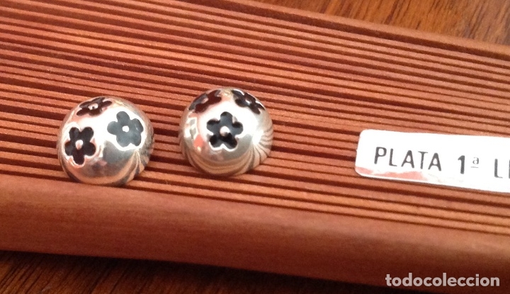 Joyeria: Pendientes de plata de ley. Esmalte. Vintage. - Foto 2