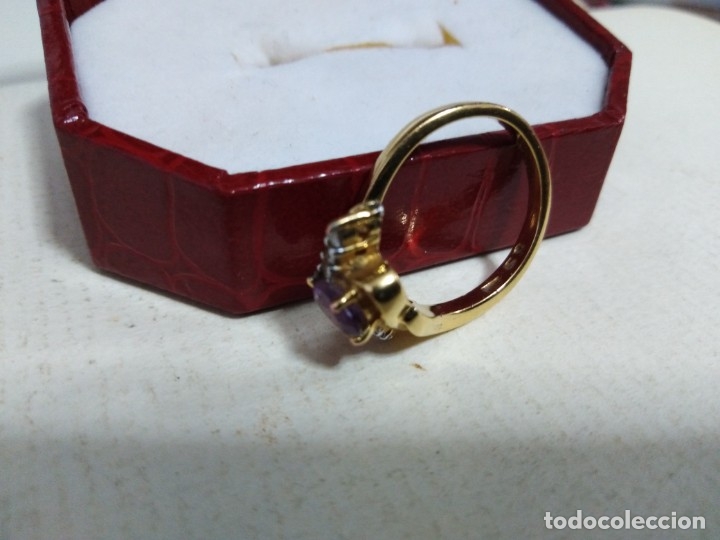 Joyeria: Anillo dorado con amatista (con marcas en el interior) - Foto 4