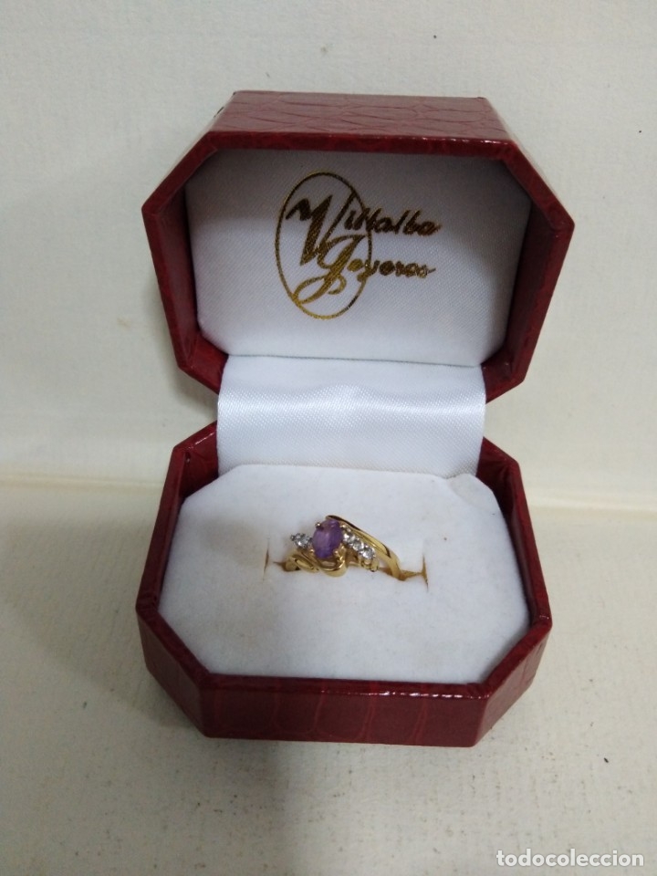 Joyeria: Anillo dorado con amatista (con marcas en el interior) - Foto 5
