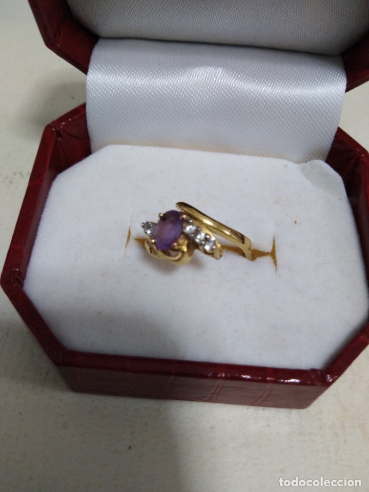 Joyeria: Anillo dorado con amatista (con marcas en el interior) - Foto 6