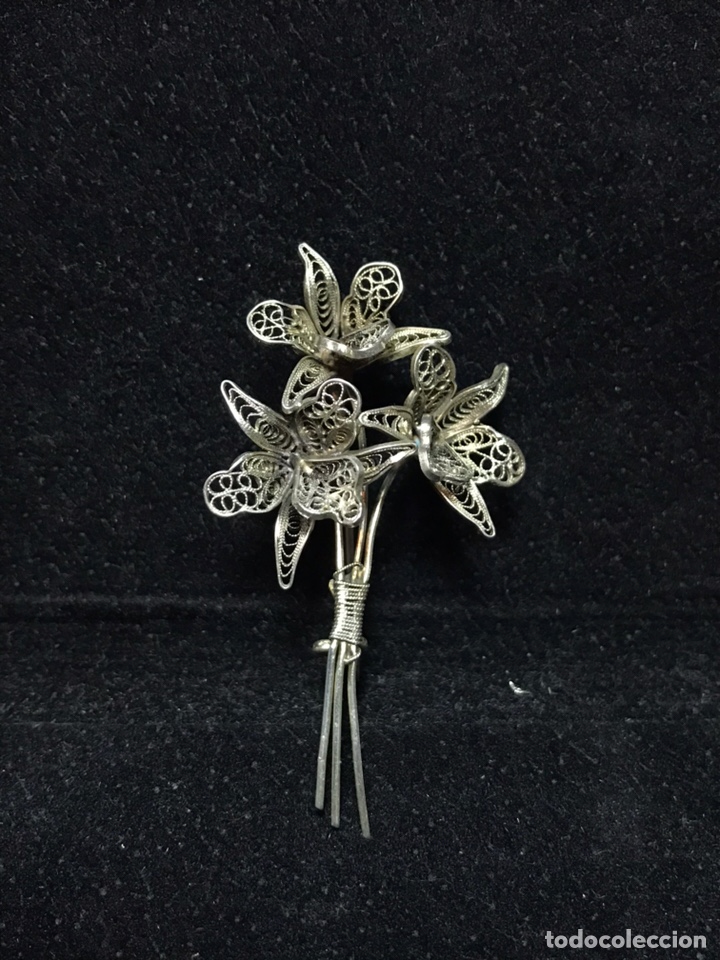 Joyeria: Broche alfiler principios siglo XX filigrana de plata 800