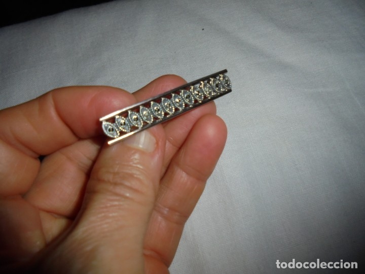 Joyeria: ANTIGUO  BROCHE DE PLATA,PLATA DORADA Y  MARQUESITAS - Foto 2