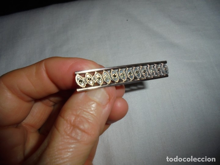 Joyeria: ANTIGUO  BROCHE DE PLATA,PLATA DORADA Y  MARQUESITAS - Foto 4