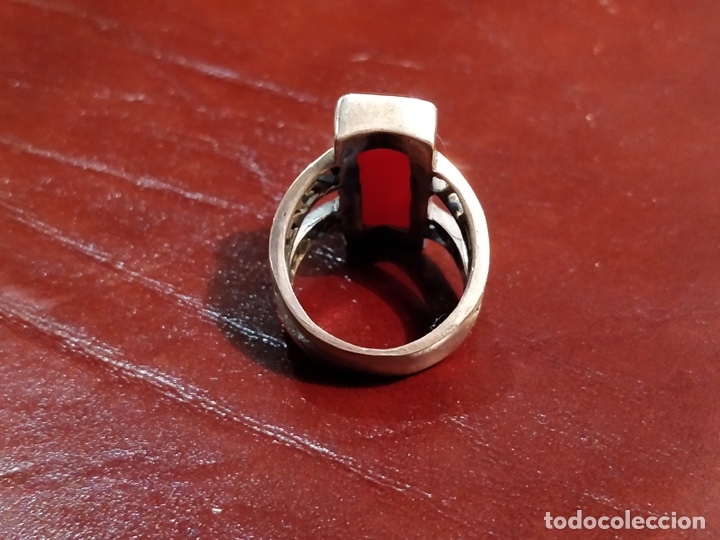 Joyeria: Anillo de plata con piedra rojiza rectangular - 10.5g y 18mm - Foto 5