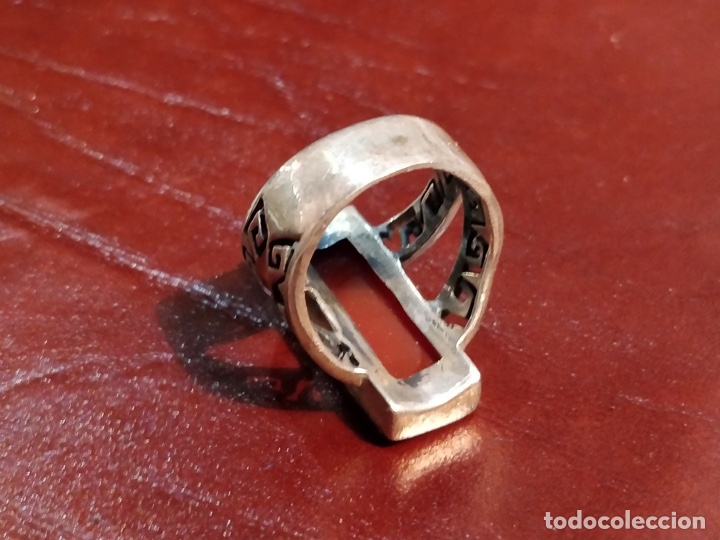 Joyeria: Anillo de plata con piedra rojiza rectangular - 10.5g y 18mm - Foto 6