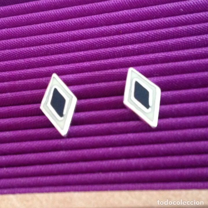 Joyeria: Pendientes de plata y esmalte .Rombo. Vintage - Foto 1