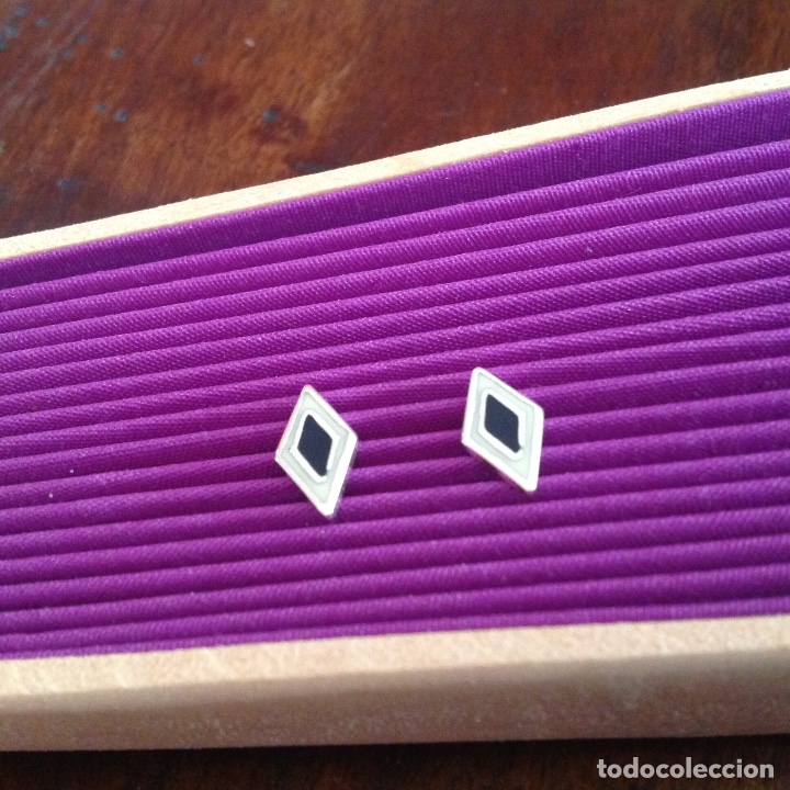 Joyeria: Pendientes de plata y esmalte .Rombo. Vintage - Foto 2