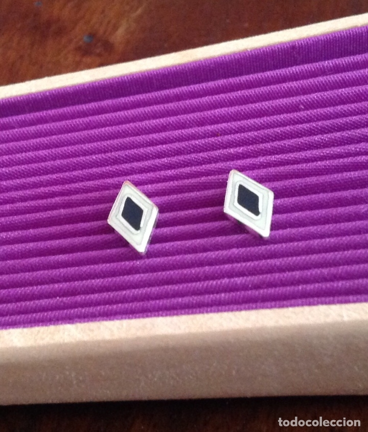Joyeria: Pendientes de plata y esmalte .Rombo. Vintage - Foto 3