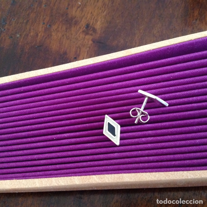 Joyeria: Pendientes de plata y esmalte .Rombo. Vintage - Foto 4