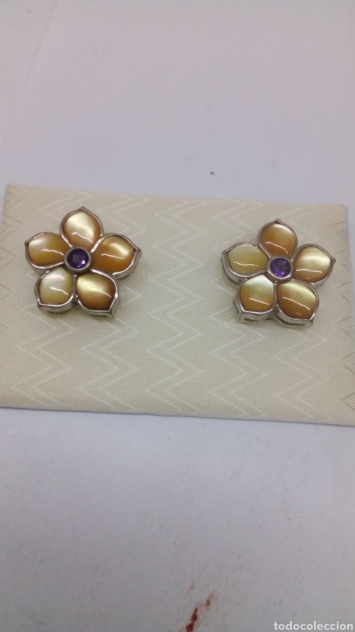 Joyeria: Pendientes de plata y nacar /P182 - Foto 1