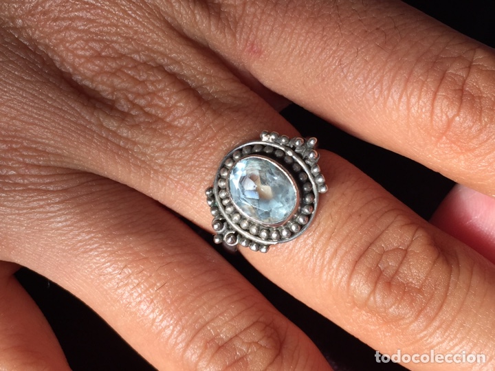 Joyeria: Antiguo anillo aguamarina y plata - Foto 1 - 177522114