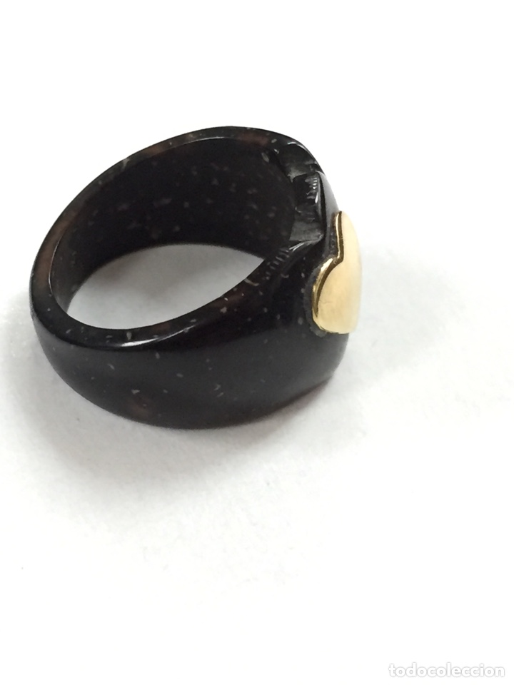 Joyeria: Sortija de tagua/ semilla de coco y oro de 18k/s46 - Foto 2