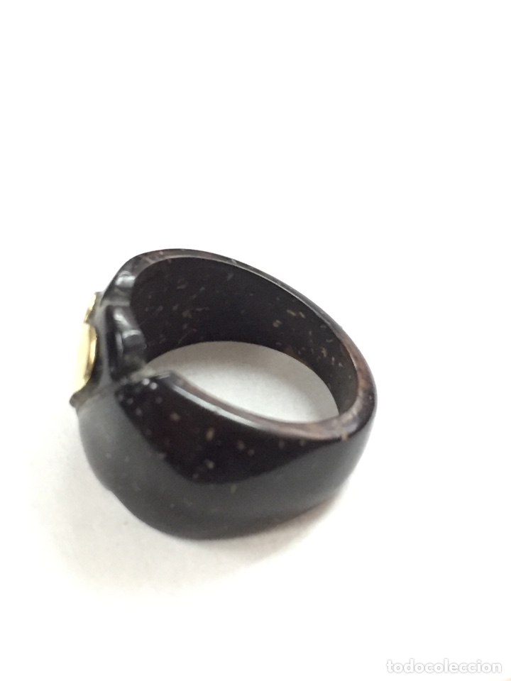 Joyeria: Sortija de tagua/ semilla de coco y oro de 18k/s46 - Foto 3