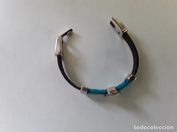Joyeria: Pulsera de plata y cuero con esmalte blanco central - Foto 6