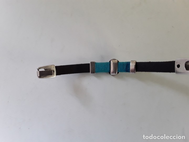 Joyeria: Pulsera de plata y cuero con esmalte blanco central - Foto 7