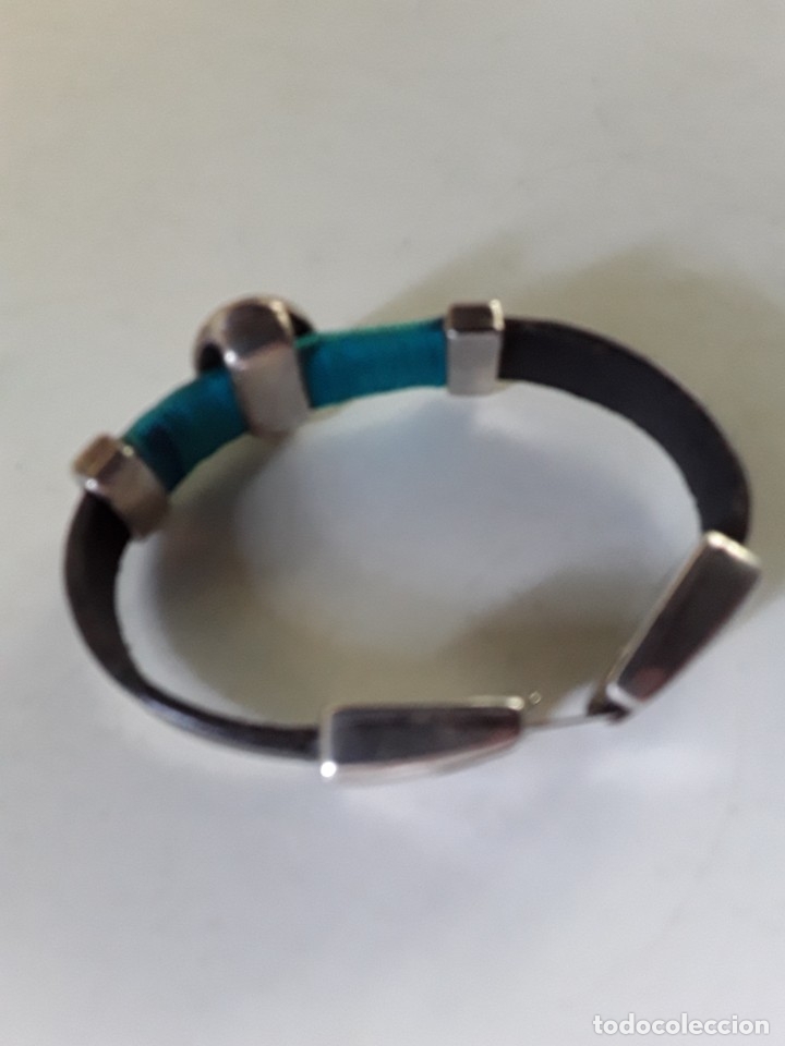Joyeria: Pulsera de plata y cuero con esmalte blanco central - Foto 8