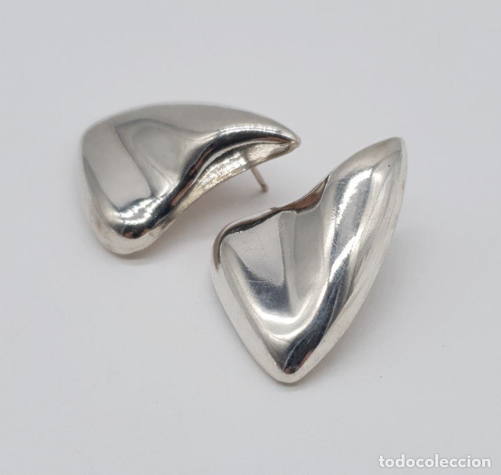 Joyeria: Pendientes vintage de dise&ntilde;o sofisticado en plata de ley repujada . - Foto 2
