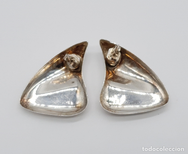 Joyeria: Pendientes vintage de dise&ntilde;o sofisticado en plata de ley repujada . - Foto 5