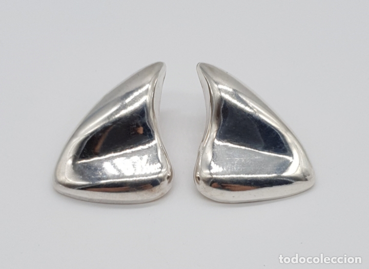 Joyeria: Pendientes vintage de dise&ntilde;o sofisticado en plata de ley repujada . - Foto 1
