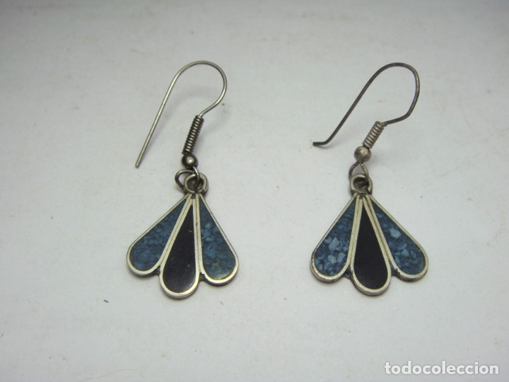 Joyeria: Pendientes de plata mexicana con incrustaci&oacute;n &middot; ca. 1970&ndash;1990 - Foto 2