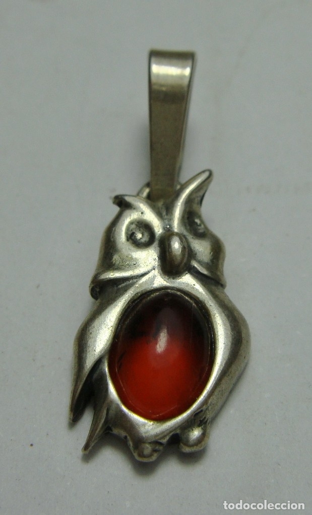 Joyeria: Colgante de Plata y &Aacute;mbar. Buho. - Foto 1