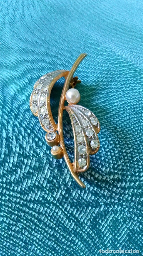 Joyeria: Bonito broche dorado con perlas y piedras - Foto 3