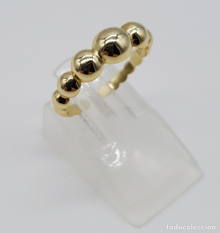 Joyeria: Original sortija de dise&ntilde;o sofisticado en plata de ley contrastada, chapada en oro de 18k . - Foto 4