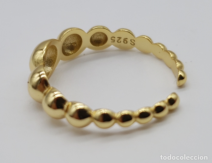 Joyeria: Original sortija de dise&ntilde;o sofisticado en plata de ley contrastada, chapada en oro de 18k . - Foto 5
