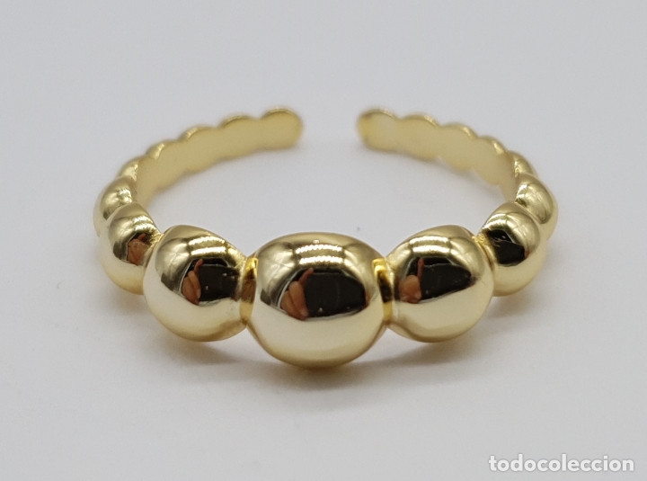 Joyeria: Original sortija de dise&ntilde;o sofisticado en plata de ley contrastada, chapada en oro de 18k . - Foto 6