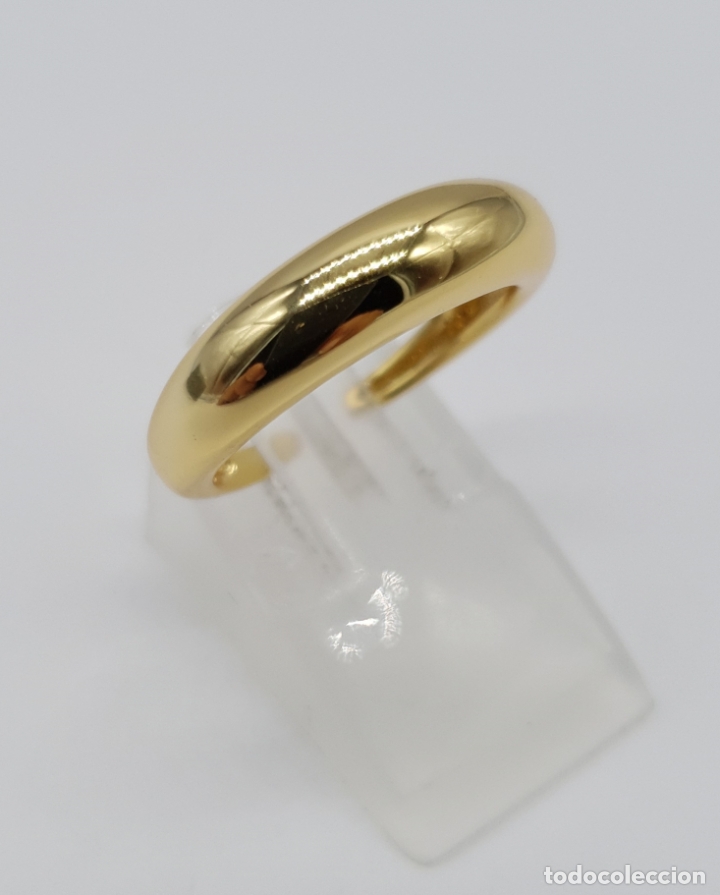 Joyeria: Original sortija de dise&ntilde;o sofisticado en plata de ley contrastada, chapada en oro de 18k . - Foto 4