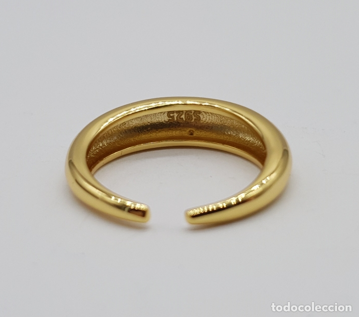 Joyeria: Original sortija de dise&ntilde;o sofisticado en plata de ley contrastada, chapada en oro de 18k . - Foto 5