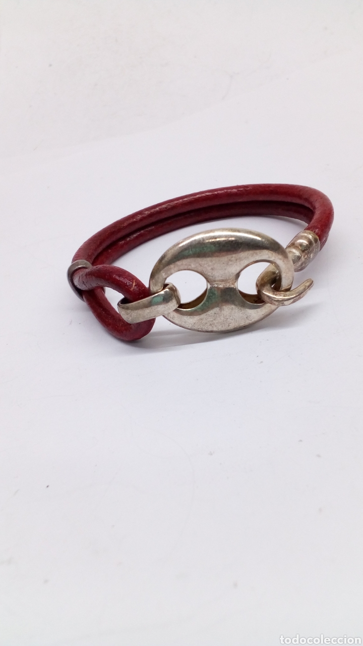 Joyeria: Pulsera de plata con cuero rojo - Foto 1