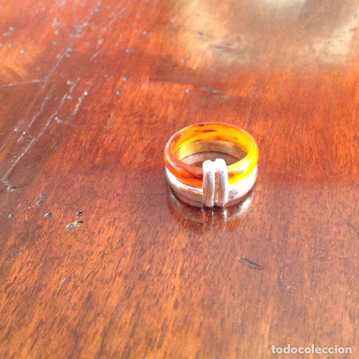 Joyeria: ANILLO DE PLATA DE LEY Y CONCHA. VINTAGE. MEDIDA 16 - Foto 4