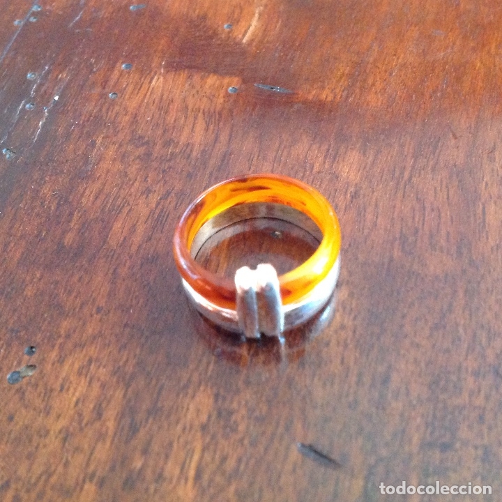 Joyeria: ANILLO DE PLATA DE LEY Y CONCHA. VINTAGE. MEDIDA 16 - Foto 1