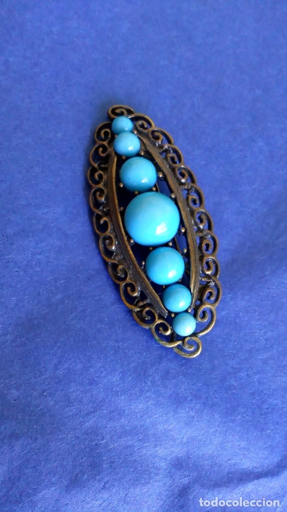 Joyeria: BONITO BROCHE CON SIMIL TURQUESAS - Foto 1