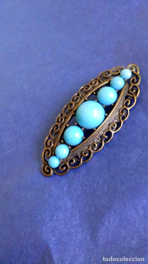 Joyeria: BONITO BROCHE CON SIMIL TURQUESAS - Foto 2