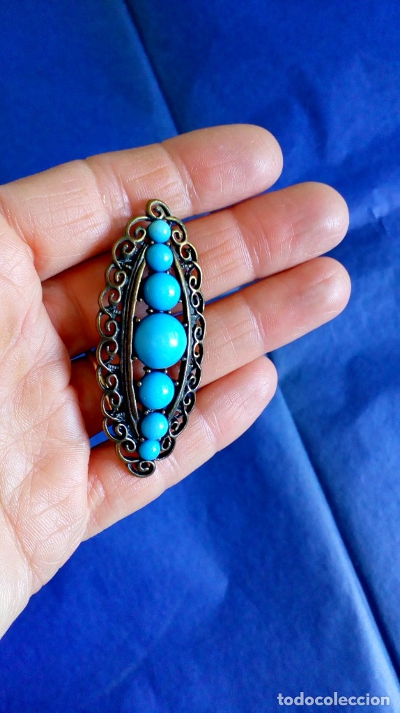 Joyeria: BONITO BROCHE CON SIMIL TURQUESAS - Foto 7