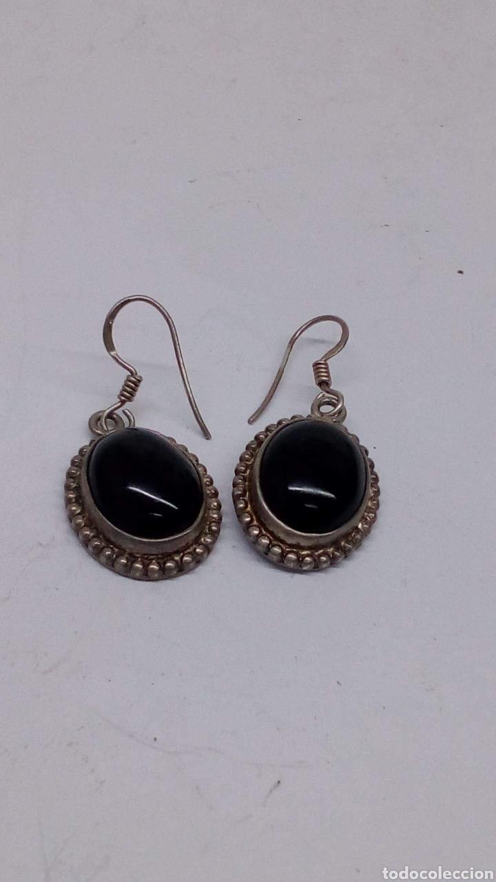 Joyeria: Pendientes de plata y piedra onix/P35 - Foto 1