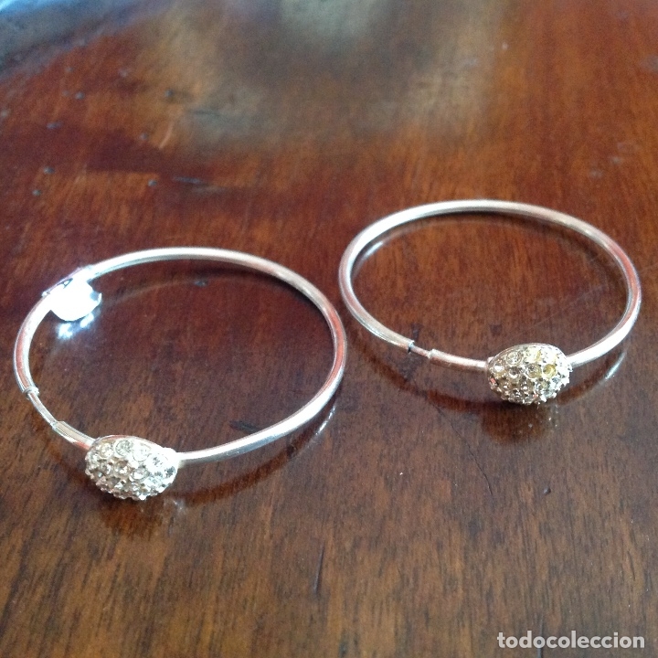 Joaillerie: Espectaculares aros de plata de ley con roset&oacute;n de cristal. M&aacute;s plata en mi perfil