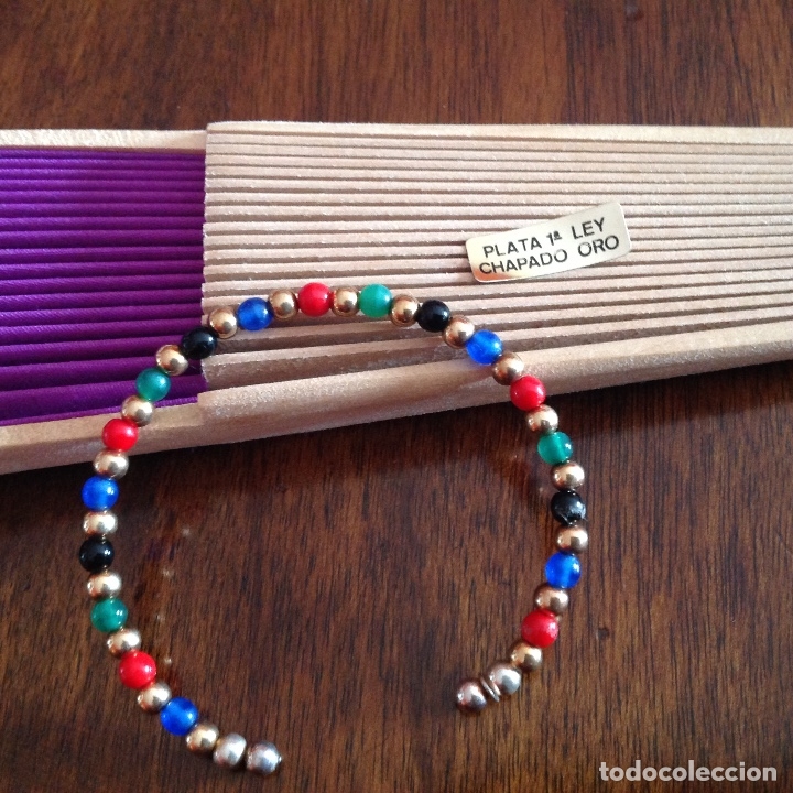 Joyeria: PULSERA DE PLATA CHAPADA. PIEDRAS OPACAS DE COLORES - Foto 1