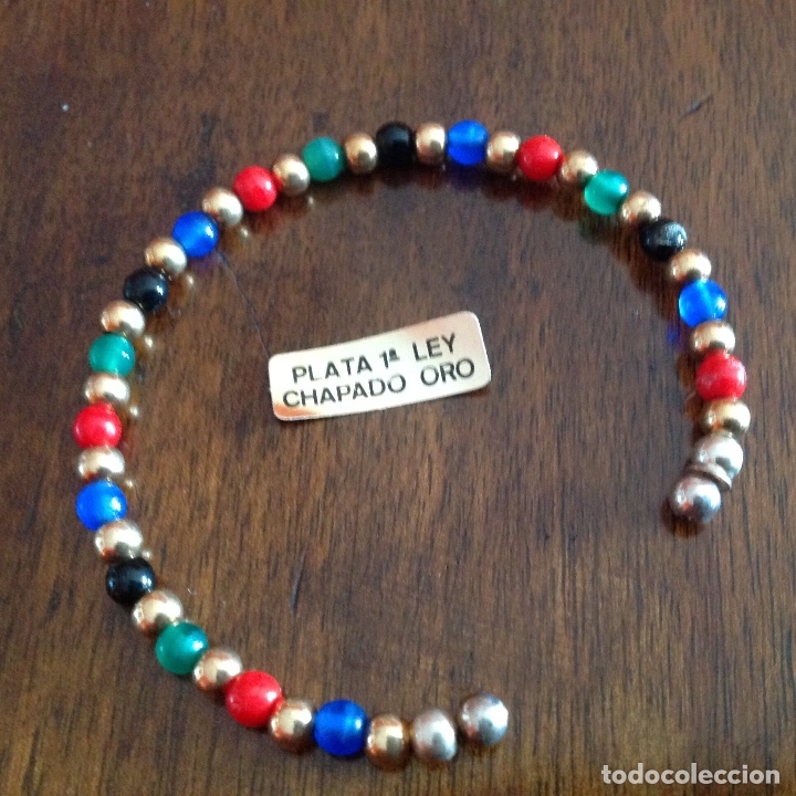 Joyeria: PULSERA DE PLATA CHAPADA. PIEDRAS OPACAS DE COLORES - Foto 4